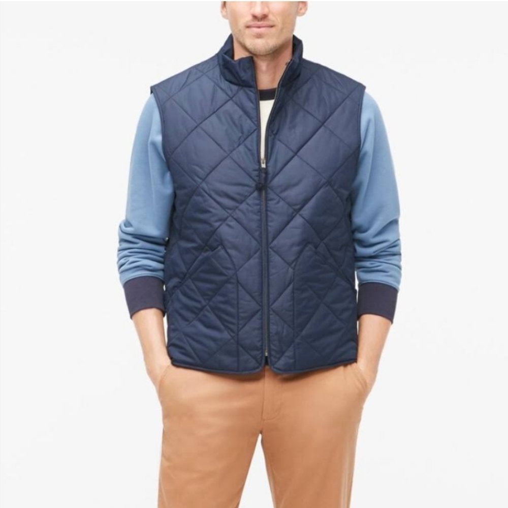 J Crew Navy Blue Quilted Walker Vest NWOT - Picture 1 of 8